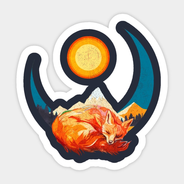 Hibernating Fox Sticker by Goldquills